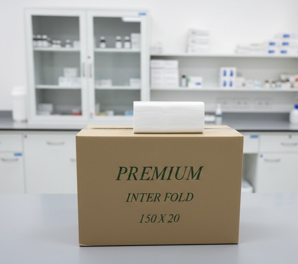 PREMIUM Interfold towel  tissues /C fold tissues/ -Size 150 sheets x20 PKT-1 Ply      Made In UAE 