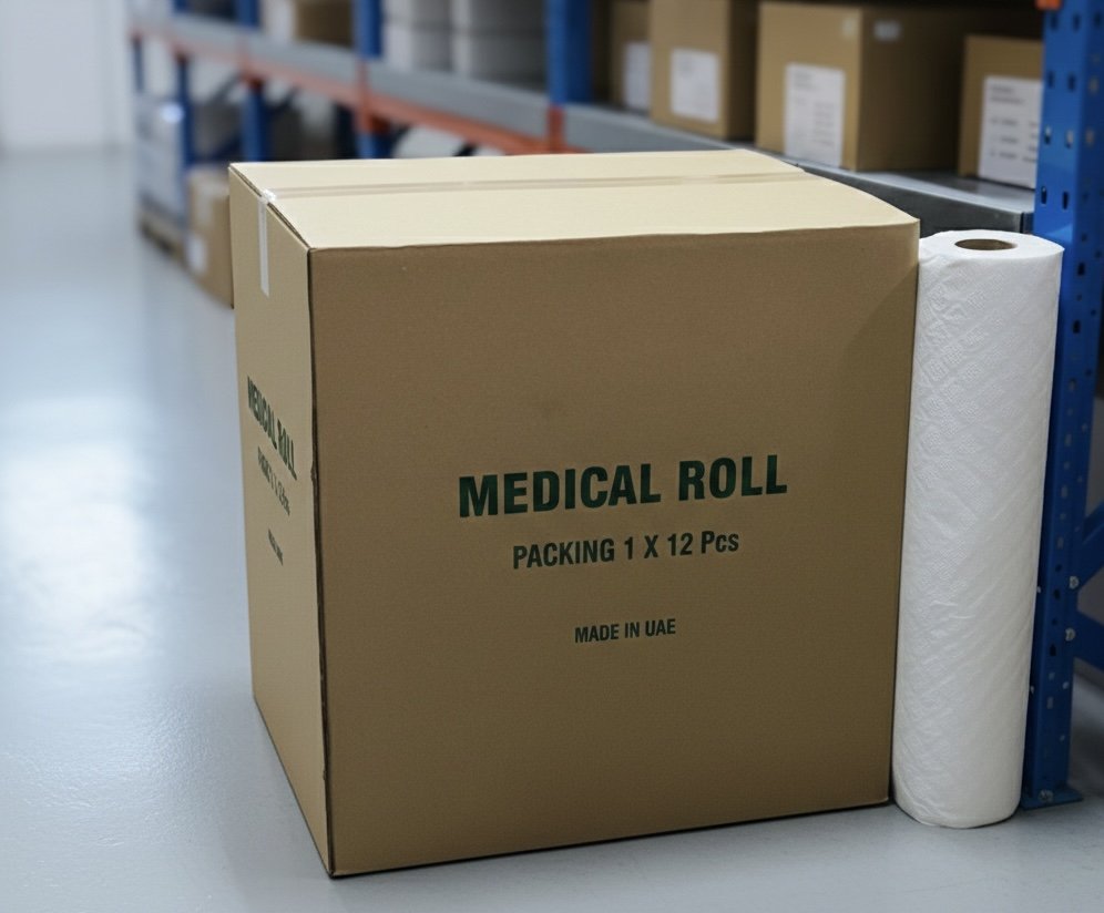 Bed roll medical  tissues /Couch roll tissues/ Paper bed roll  -white - 1 Ply 50CMx40CM -Made In UAE