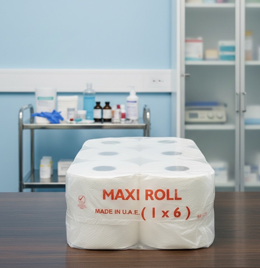 Maxi roll  High quality /kitchen paper towel   thickness -2ply  550 gram - 6 Rolls/CTN Made in UAE  