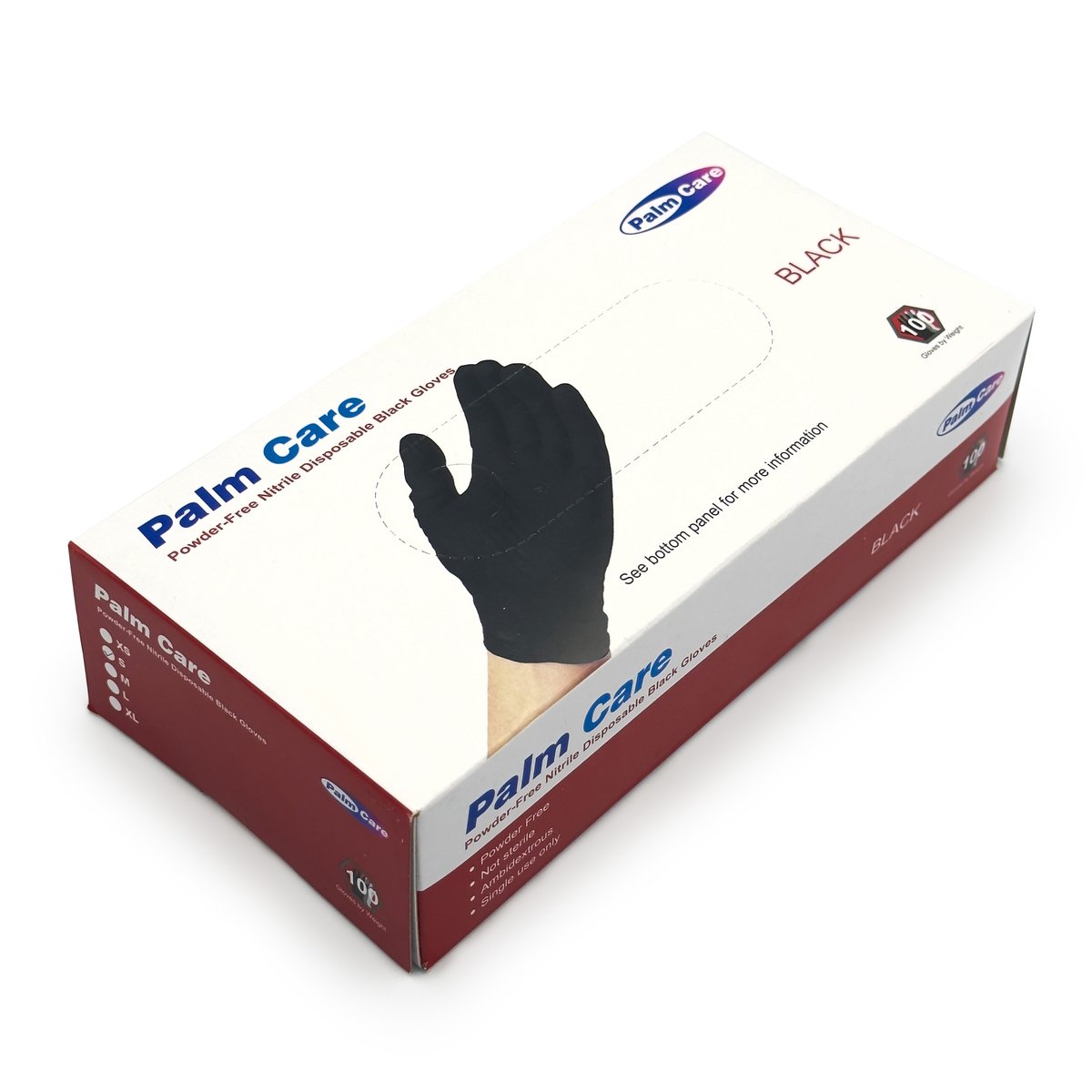 Nitrile  BLACK Powder Free Examination Gloves   -Disposbles PALM CARE  -100 Pcs/Box -SMALL