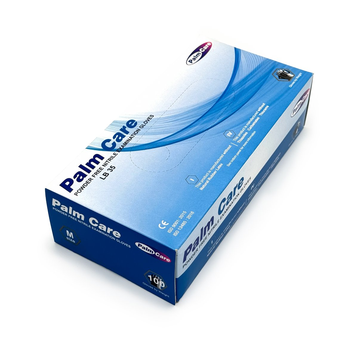 Nitrile  BLUE   Powder Free Examination Gloves   -Disposbles PALM CARE -100 Pcs/Box -MEDIUM